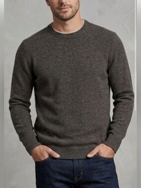 Postmarc Men’s Charcoal 100% Wool Crew Neck Sweater Size Small Lightweight Knit